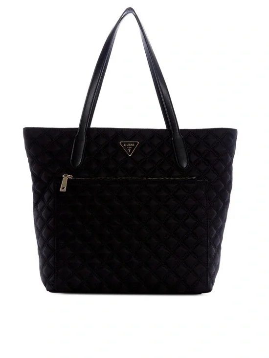 GUESS Black Quilted Tote with Front Zip Pocket - Picture 7 of 8
